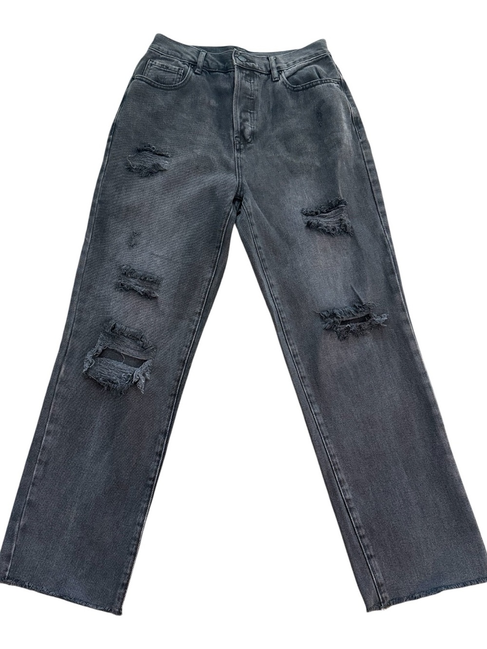PacSun Women’s High Rise Straight Leg Black Distressed Ankle Jeans Size 27